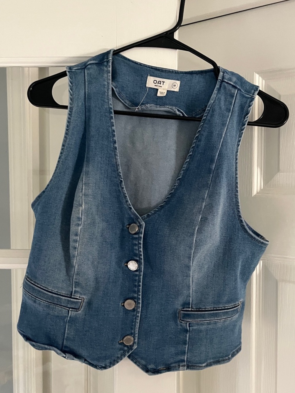 Women's Blue Denim Vest — Classic Button-Front